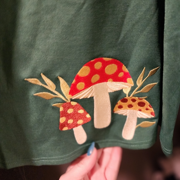 Green A-Line Skirt with Mushroom Embroidery - Picture 2 of 3